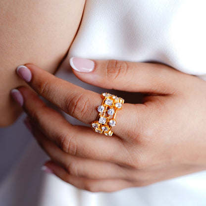 ANUSHKA JAIN JEWELLERY White 925 Fancy Diamond Ring