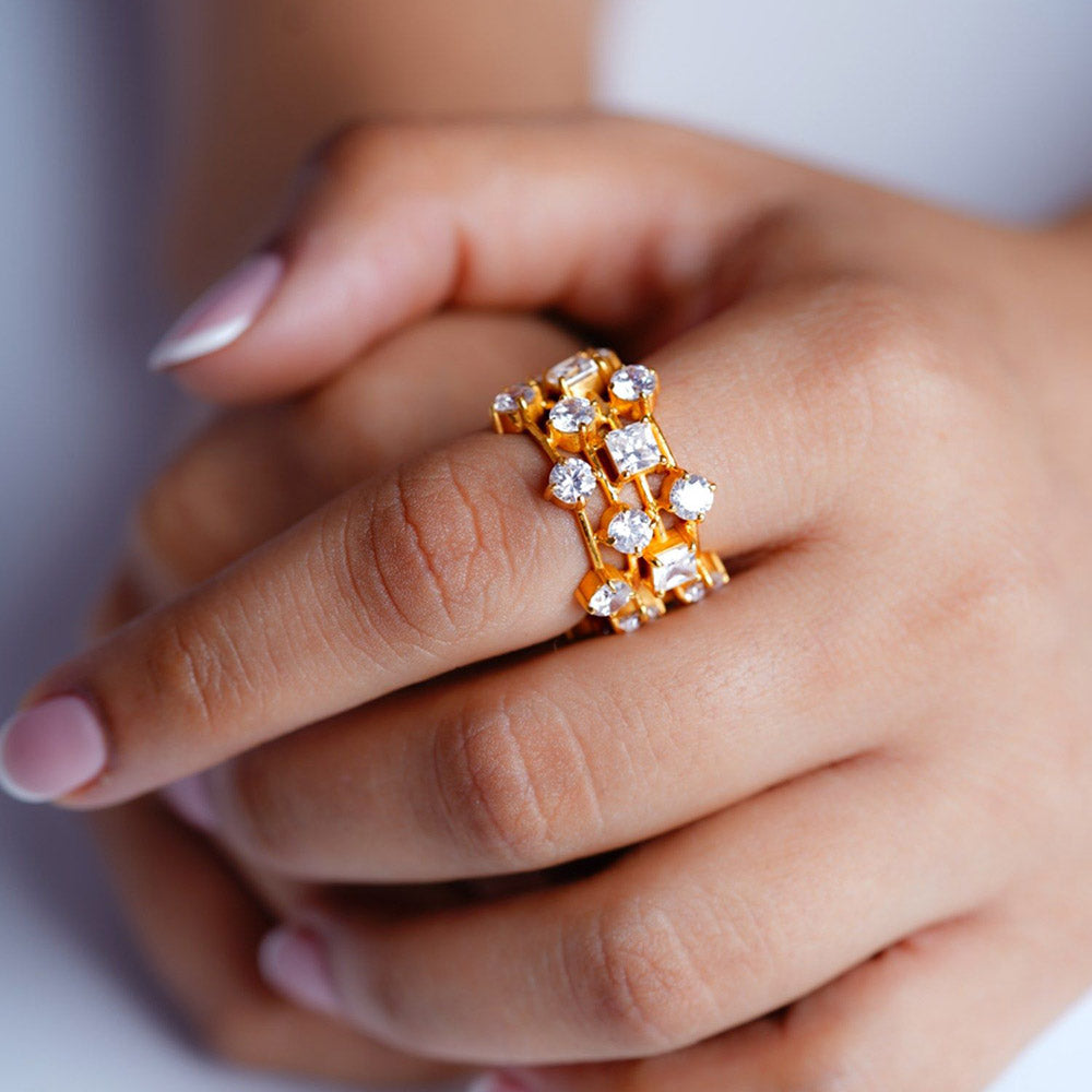 ANUSHKA JAIN JEWELLERY White 925 Fancy Diamond Ring
