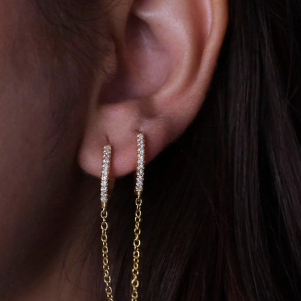 ANUSHKA JAIN JEWELLERY Diamond Hoop Chained Earrings