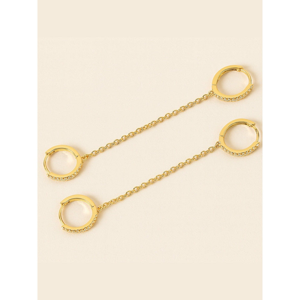 ANUSHKA JAIN JEWELLERY Diamond Hoop Chained Earrings