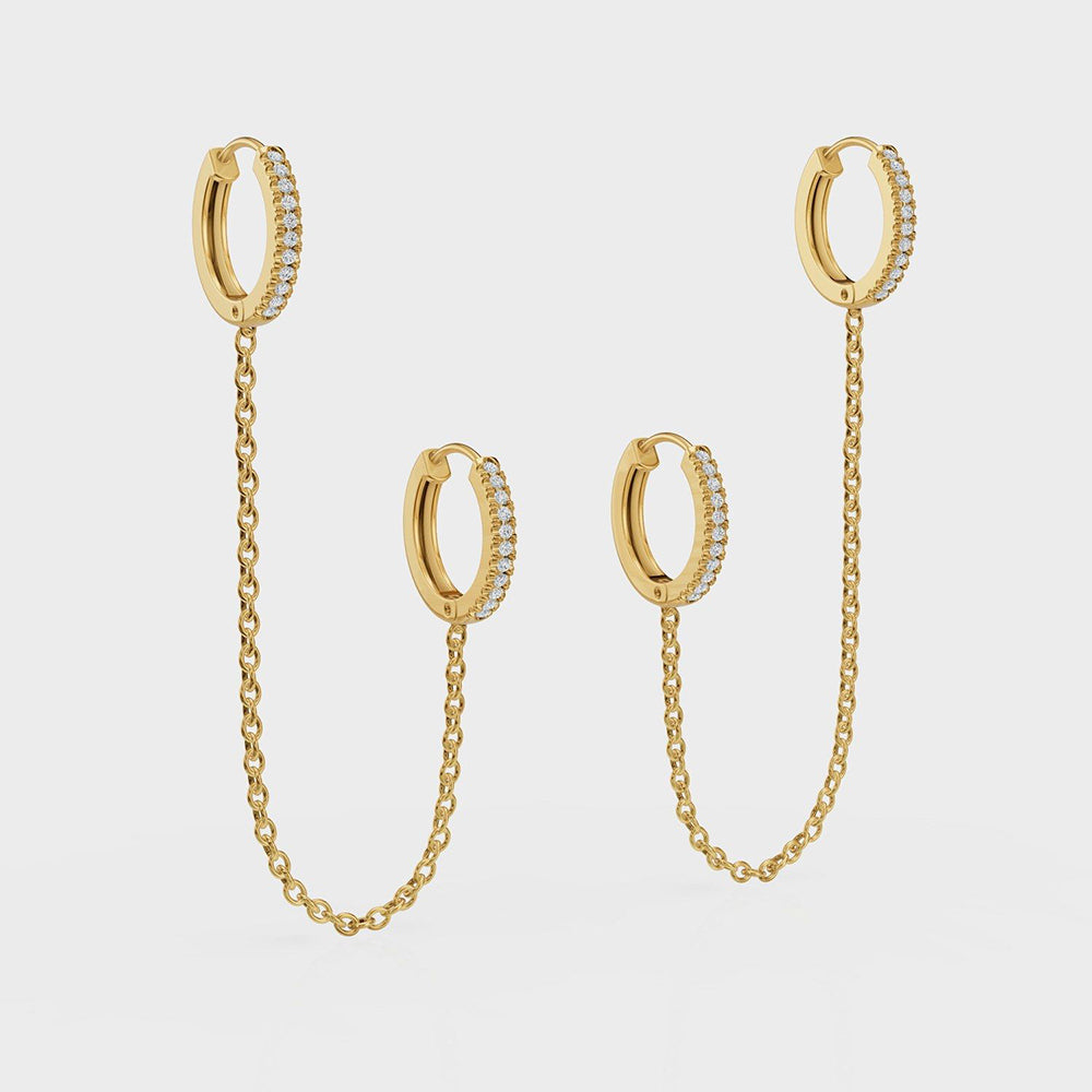 ANUSHKA JAIN JEWELLERY Diamond Hoop Chained Earrings