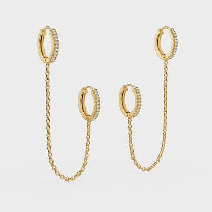 ANUSHKA JAIN JEWELLERY Diamond Hoop Chained Earrings