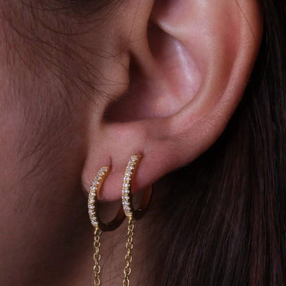 ANUSHKA JAIN JEWELLERY Diamond Hoop Chained Earrings