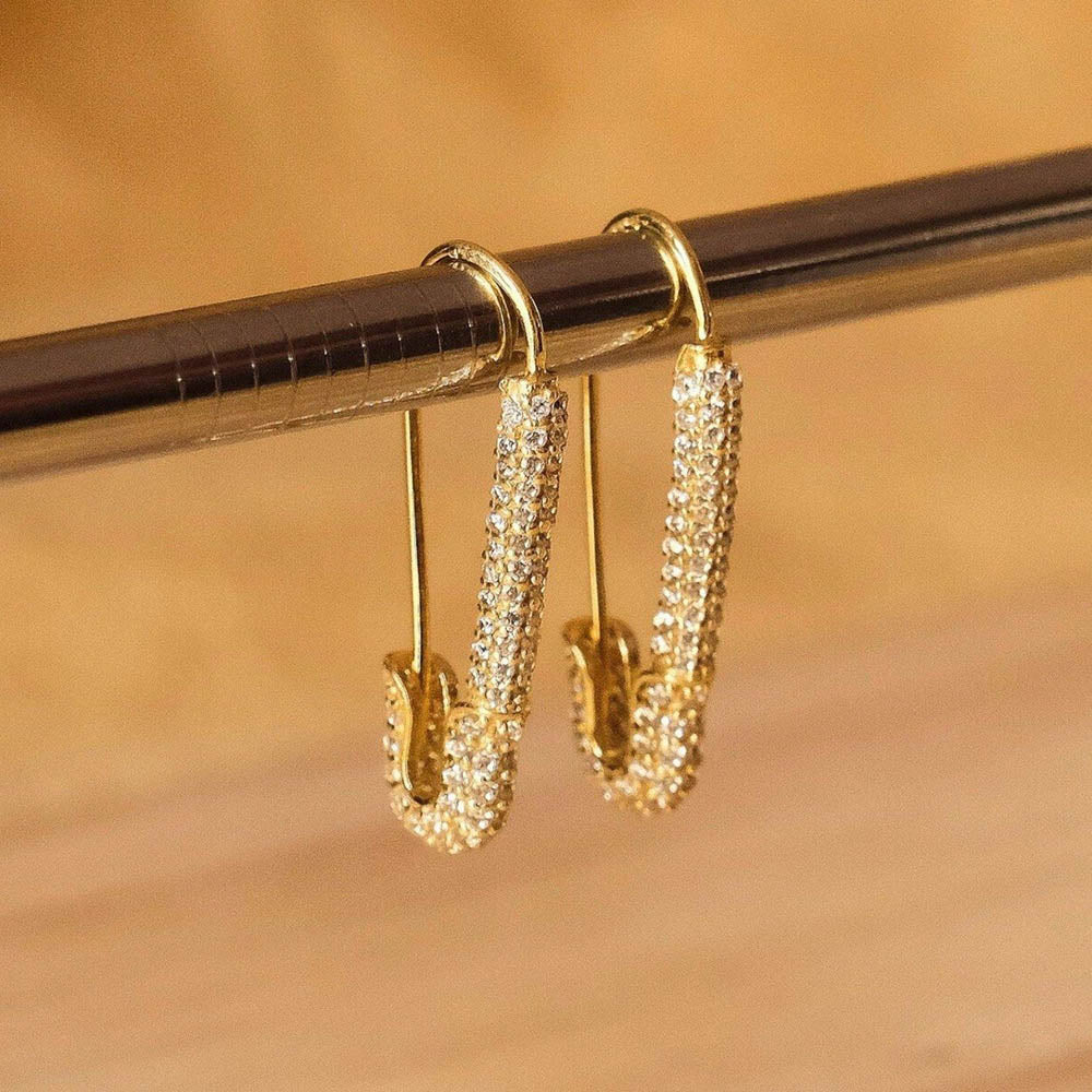 ANUSHKA JAIN JEWELLERY Glam Safety Pin Earrings