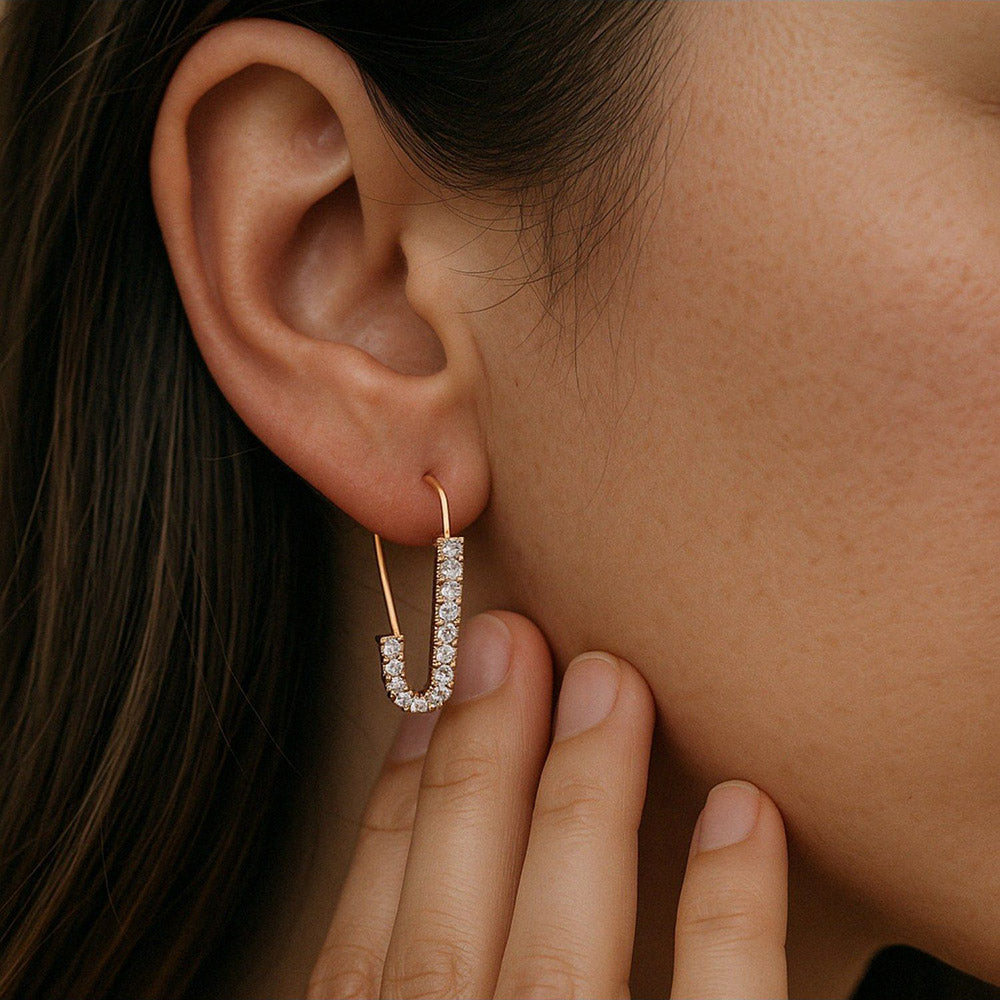 ANUSHKA JAIN JEWELLERY Glam Safety Pin Earrings
