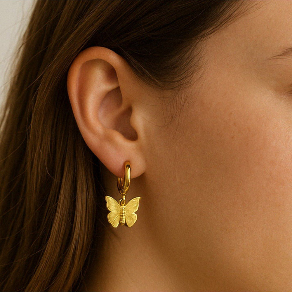 ANUSHKA JAIN JEWELLERY Gold Butterfly Stud Earrings