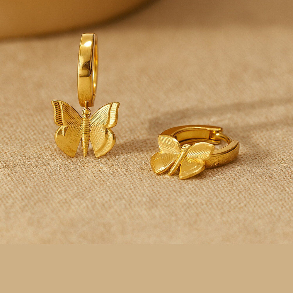 ANUSHKA JAIN JEWELLERY Gold Butterfly Stud Earrings