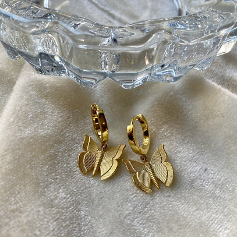 ANUSHKA JAIN JEWELLERY Gold Butterfly Stud Earrings
