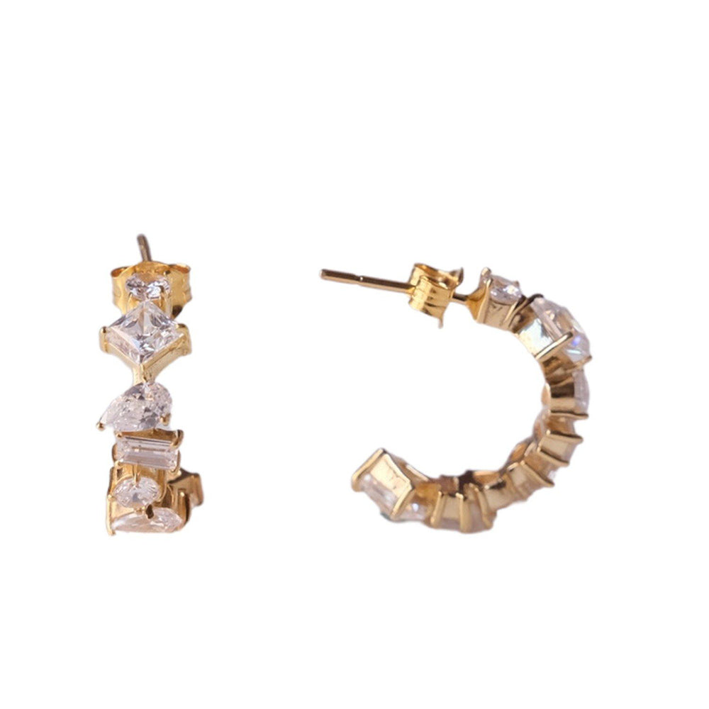 ANUSHKA JAIN JEWELLERY Multi Shape Cz Hoops Earring