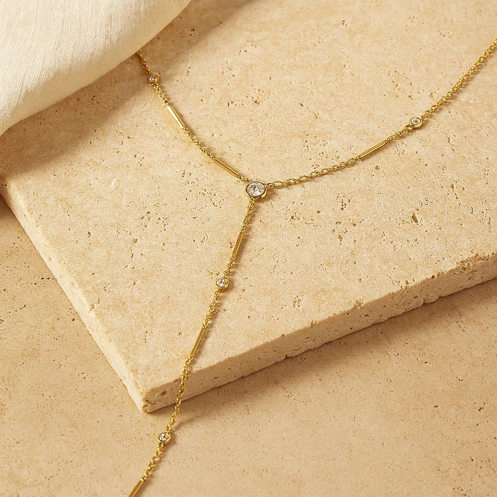 ANUSHKA JAIN JEWELLERY Diamond Chain Lariat Necklace