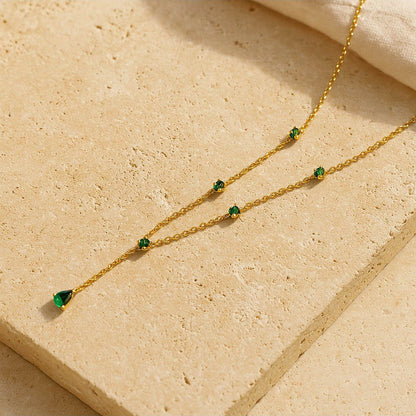 ANUSHKA JAIN JEWELLERY Emerald Lariat Necklace