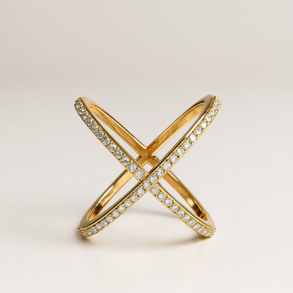 ANUSHKA JAIN JEWELLERY Criss Cross Diamond Ring