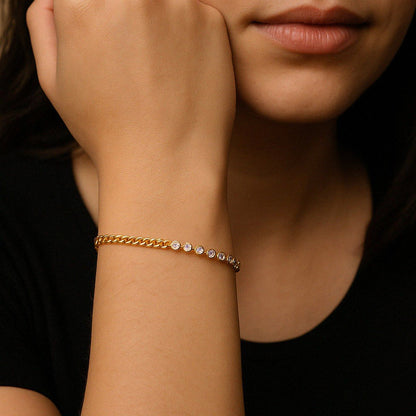 ANUSHKA JAIN JEWELLERY Curb Diamond Tennis Bracelet