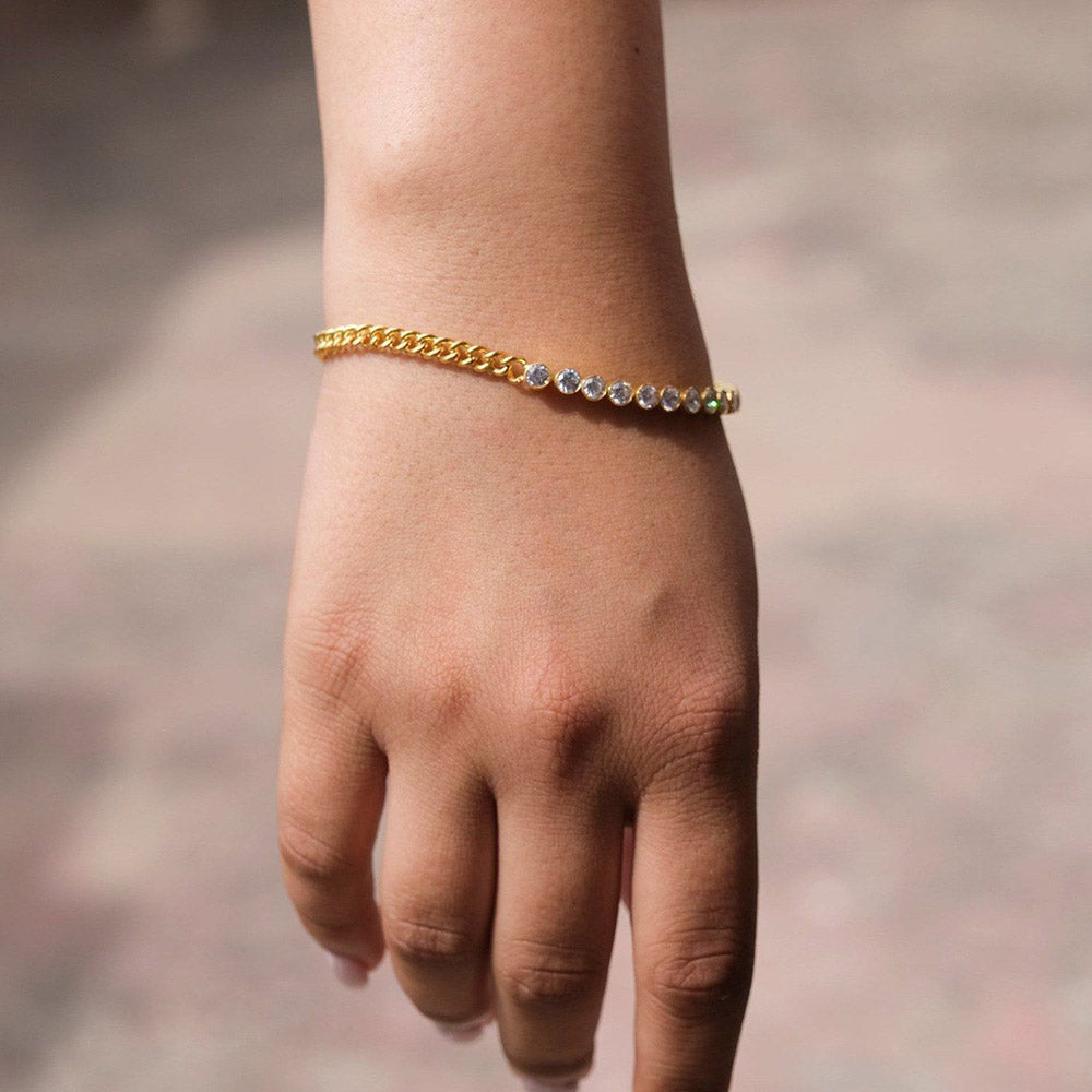 ANUSHKA JAIN JEWELLERY Curb Diamond Tennis Bracelet
