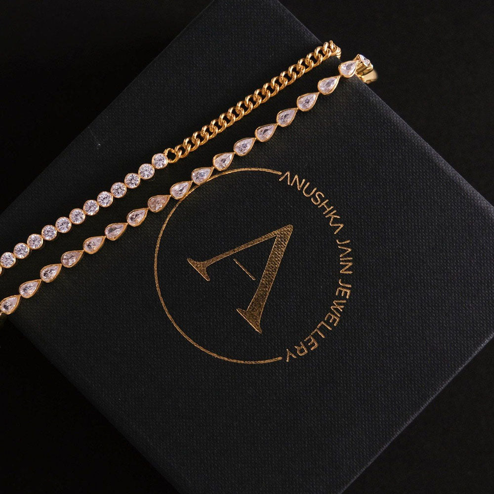 ANUSHKA JAIN JEWELLERY Curb Diamond Tennis Bracelet