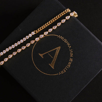 ANUSHKA JAIN JEWELLERY Curb Diamond Tennis Bracelet