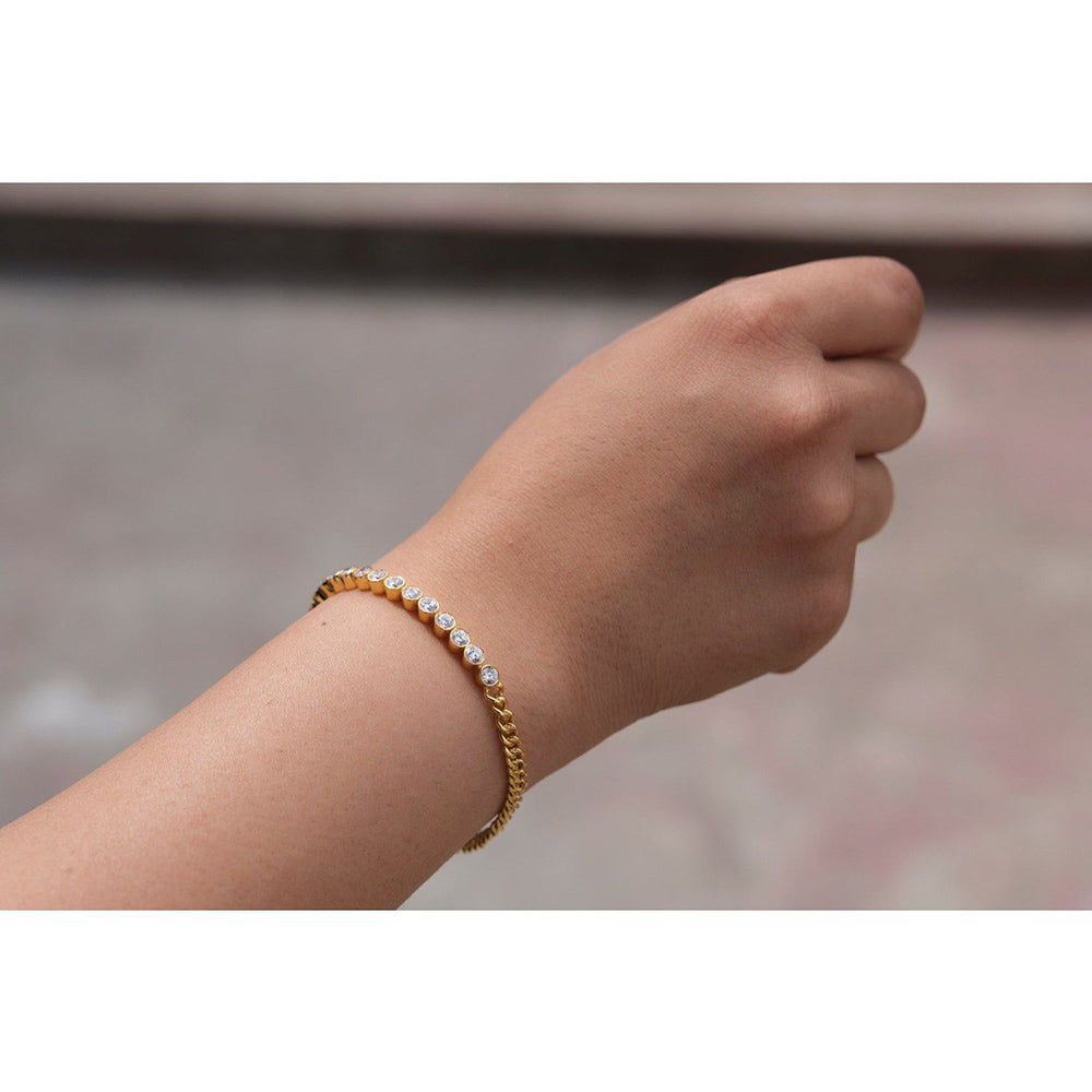 ANUSHKA JAIN JEWELLERY Curb Diamond Tennis Bracelet