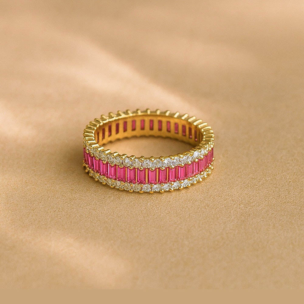 ANUSHKA JAIN JEWELLERY Rose Quartz Eternity Ring