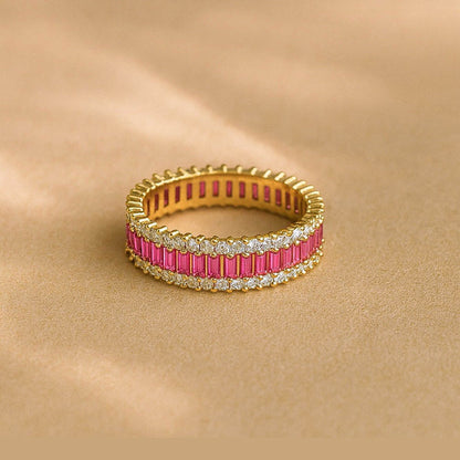 ANUSHKA JAIN JEWELLERY Rose Quartz Eternity Ring