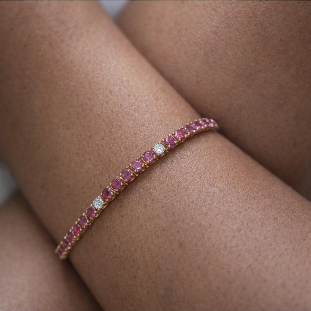 ANUSHKA JAIN JEWELLERY Ruby Diamond Tennis Bracelet