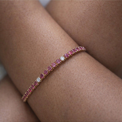 ANUSHKA JAIN JEWELLERY Ruby Diamond Tennis Bracelet