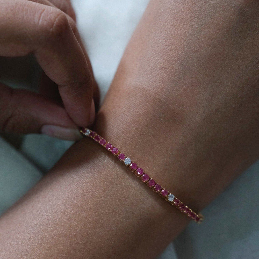 ANUSHKA JAIN JEWELLERY Ruby Diamond Tennis Bracelet