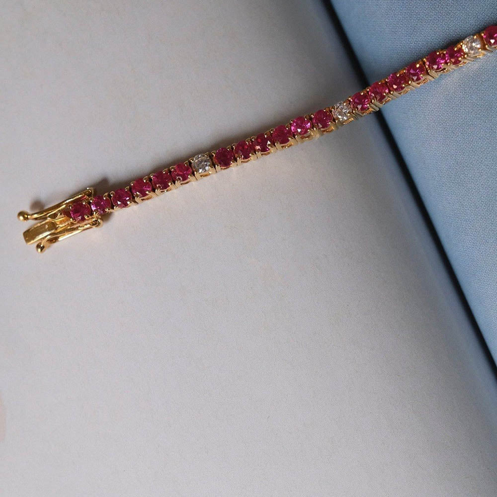 ANUSHKA JAIN JEWELLERY Ruby Diamond Tennis Bracelet