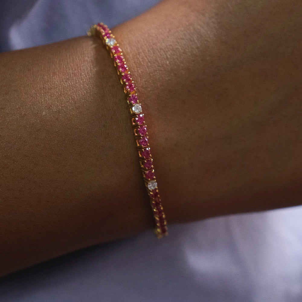 ANUSHKA JAIN JEWELLERY Ruby Diamond Tennis Bracelet