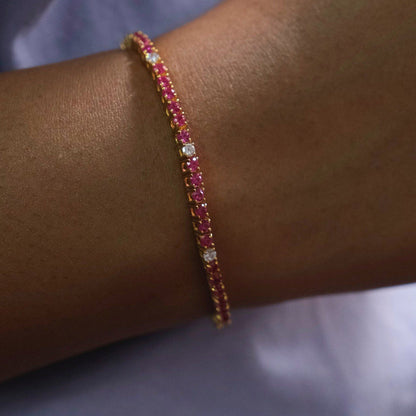 ANUSHKA JAIN JEWELLERY Ruby Diamond Tennis Bracelet