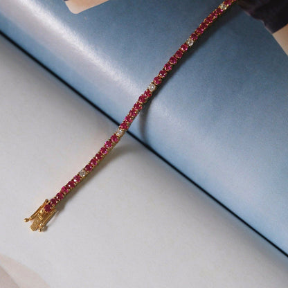 ANUSHKA JAIN JEWELLERY Ruby Diamond Tennis Bracelet