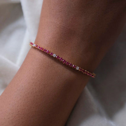 ANUSHKA JAIN JEWELLERY Ruby Diamond Tennis Bracelet