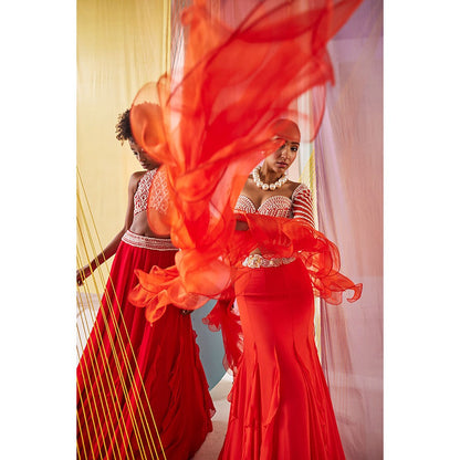 Anu Pellakuru Womens Inaya Lehenga with Blouse and Dupatta (Set of 3)