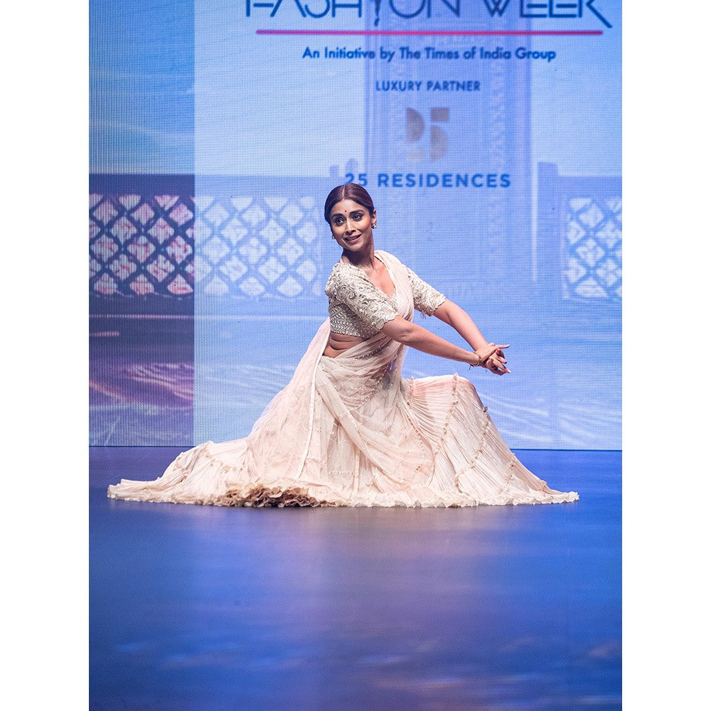 Anu Pellakuru Ivory Kavala Embroidered Lehenga with Blouse and Dupatta (Set of 3)