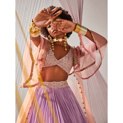 Anu Pellakuru Zia Embroidered Lehenga with Blouse and Jacket (Set of 3)