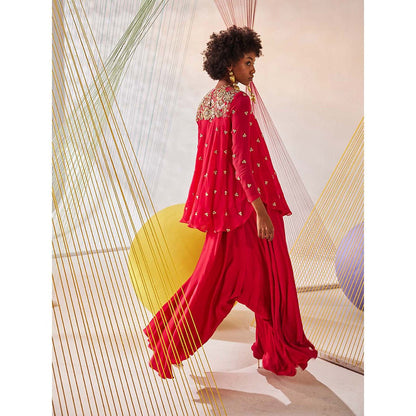 Anu Pellakuru Pink Anika Embroidered Top with Pant (Set of 2)