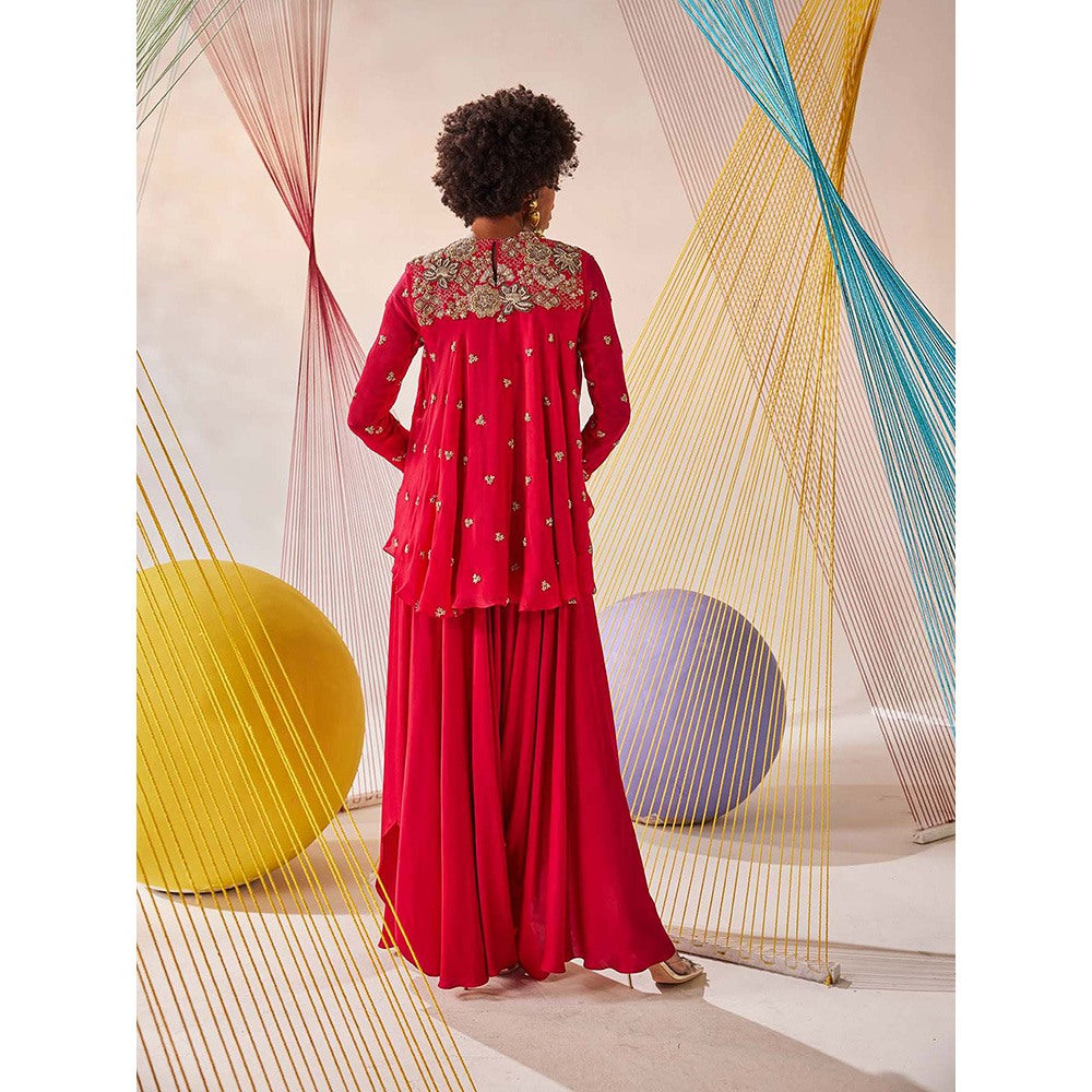 Anu Pellakuru Pink Anika Embroidered Top with Pant (Set of 2)