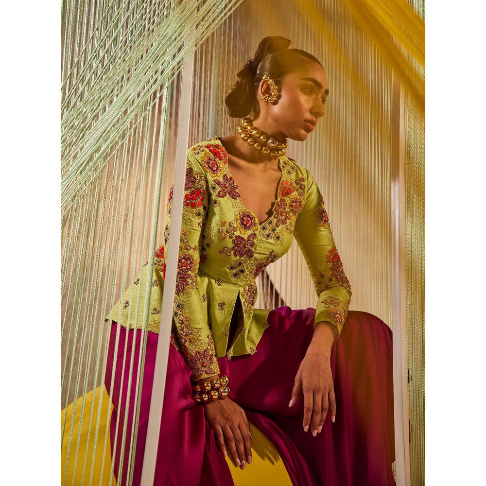 Anu Pellakuru Siya Embroidered Top with Pant (Set of 2)