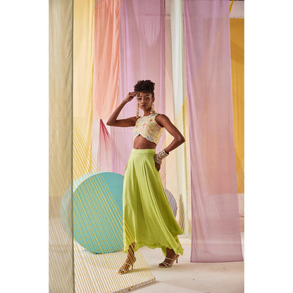 Anu Pellakuru Anouk Embroidered Crop Top with Palazzo (Set of 2)