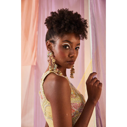 Anu Pellakuru Anouk Embroidered Crop Top with Palazzo (Set of 2)