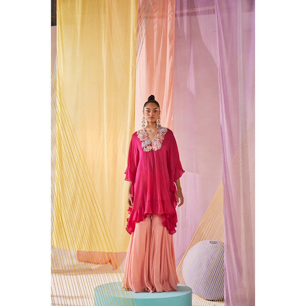 Anu Pellakuru Pink Remy Kaftan Kurta and Sharara (Set of 2)