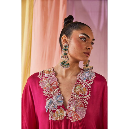 Anu Pellakuru Pink Remy Kaftan Kurta and Sharara (Set of 2)