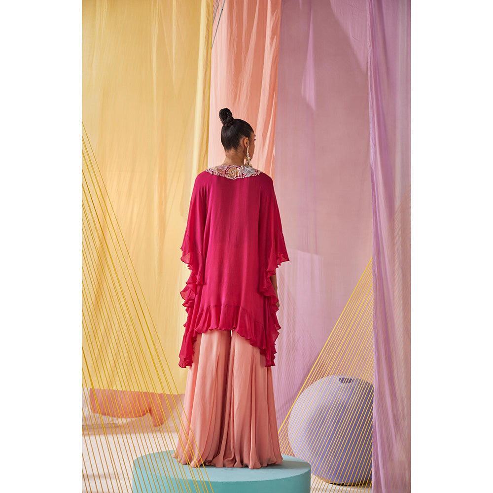Anu Pellakuru Pink Remy Kaftan Kurta and Sharara (Set of 2)