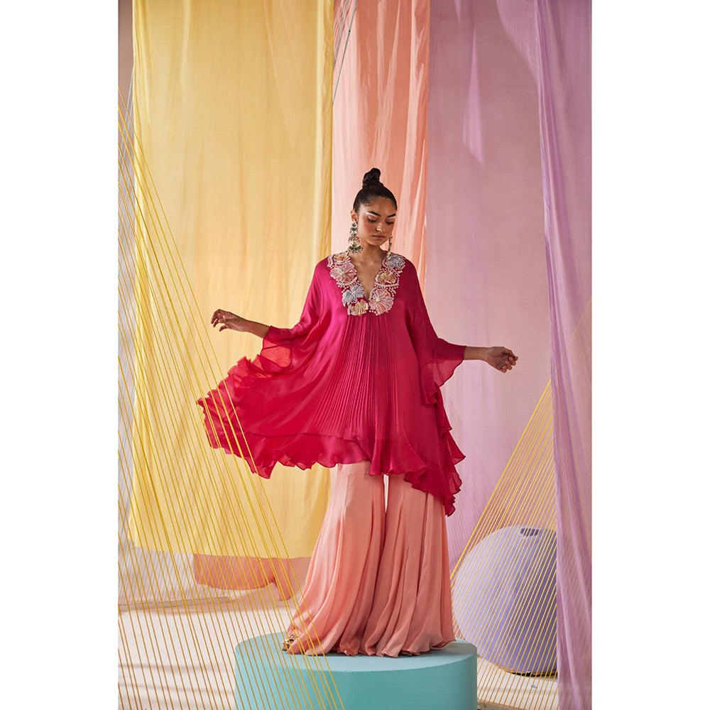 Anu Pellakuru Pink Remy Kaftan Kurta and Sharara (Set of 2)