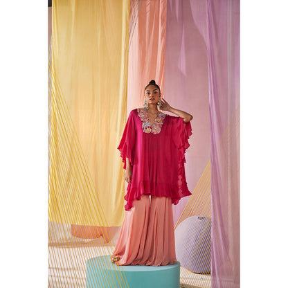 Anu Pellakuru Pink Remy Kaftan Kurta and Sharara (Set of 2)