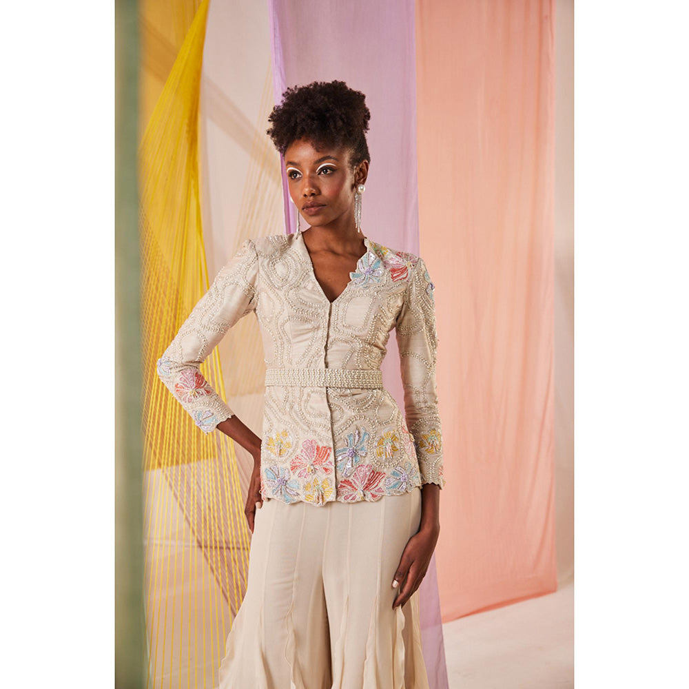 Anu Pellakuru Jashna Embroidered Jacket with Palazzo and Belt (Set of 3)