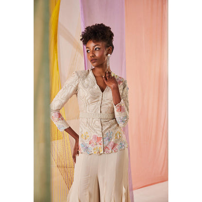 Anu Pellakuru Jashna Embroidered Jacket with Palazzo and Belt (Set of 3)