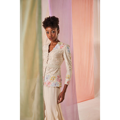 Anu Pellakuru Jashna Embroidered Jacket with Palazzo and Belt (Set of 3)