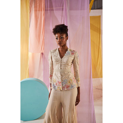 Anu Pellakuru Jashna Embroidered Jacket with Palazzo and Belt (Set of 3)