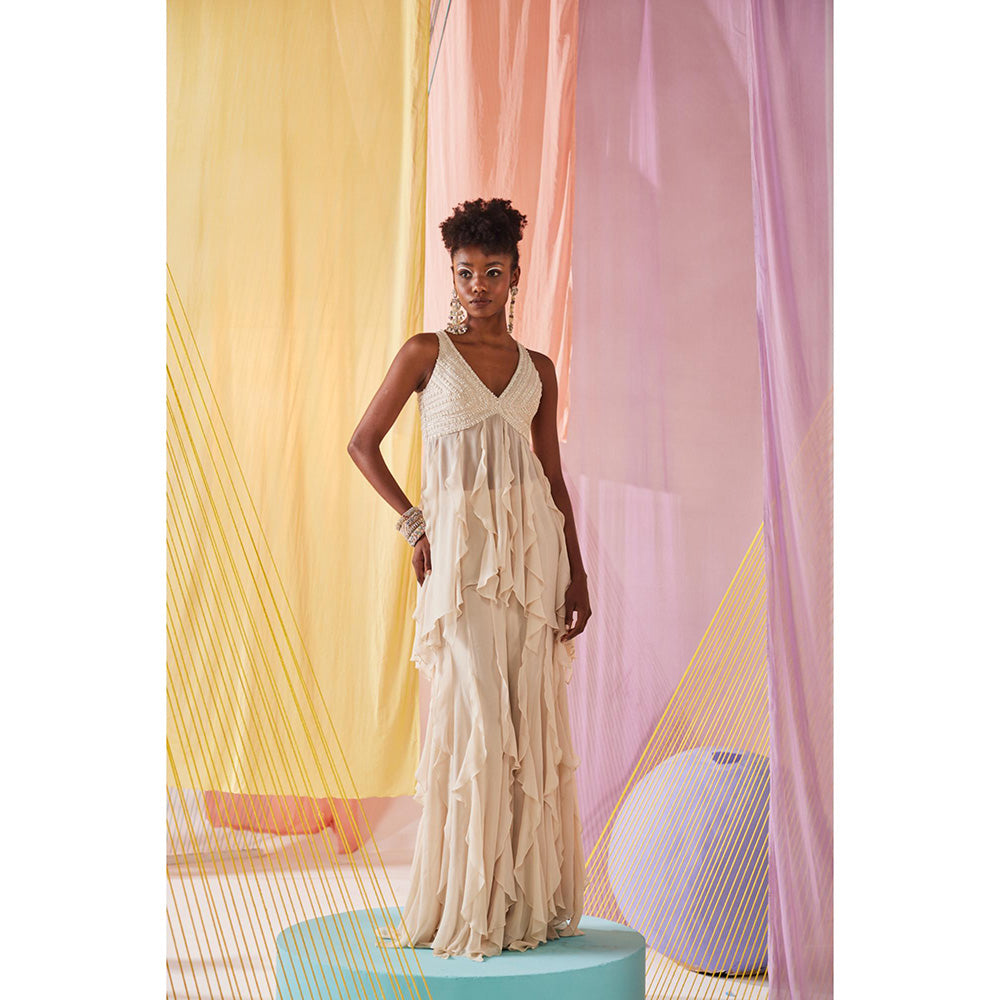 Anu Pellakuru Ivory Mimosa Embroidered Co-Ord (Set of 2)