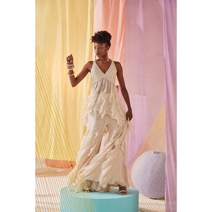 Anu Pellakuru Ivory Mimosa Embroidered Co-Ord (Set of 2)